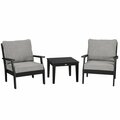 Polywood Braxton Black / Grey Mist Deep Seating Patio Set with Chairs and Newport Table 633PWS2BL159